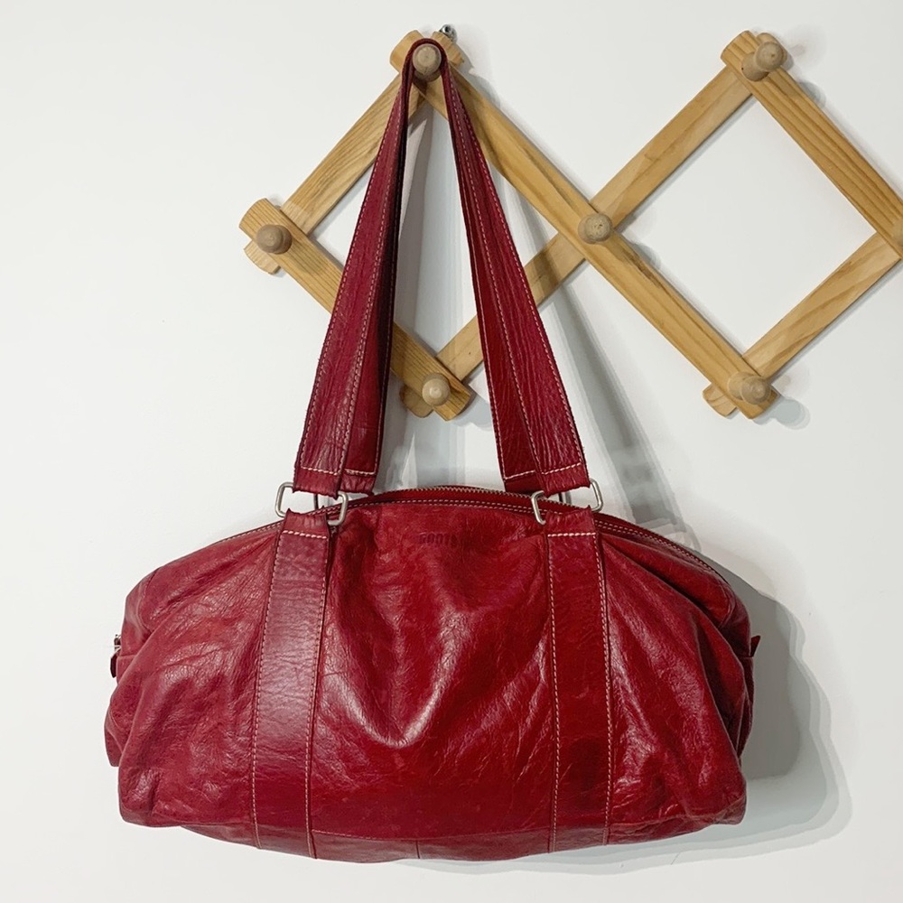 Roots Red Leather Duffle/Shoulder Bag